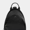 Mochila Stefano de Cuero Vélez Grabado para Mujeres Negro