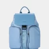 Morral Ibiza de Cuero Vélez y Lona en Nylon para Mujeres Azul